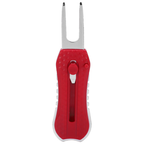 Lightweight Golf Pitchfork with Retractable Design and Marker - Red 1