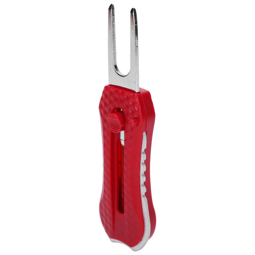 Lightweight Golf Pitchfork with Retractable Design and Marker - Red