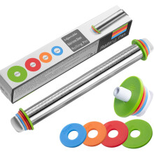 Kitchen Baking Set, Stainless Steel Dough Roller for Professional Results, Measuring Pastry Mat, Smooth Dough Surface, Adjustable Thickness Rings,