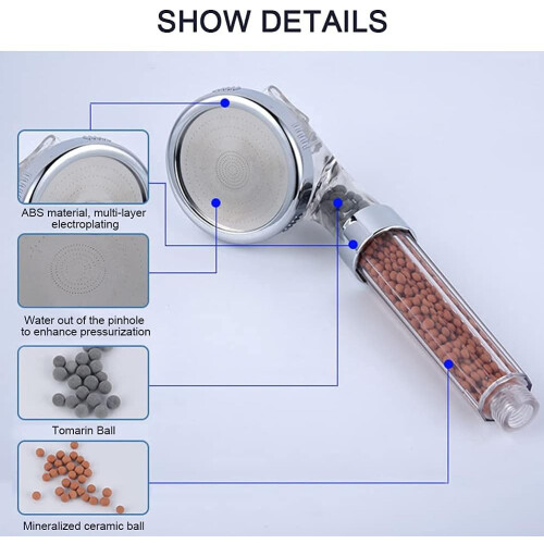 Water Saving Eco Friendly ABS Material, High Pressure Design Ionic Filter Filtration Adjustable Shower Filter Head, for Bathroom Conservation Efforts 2