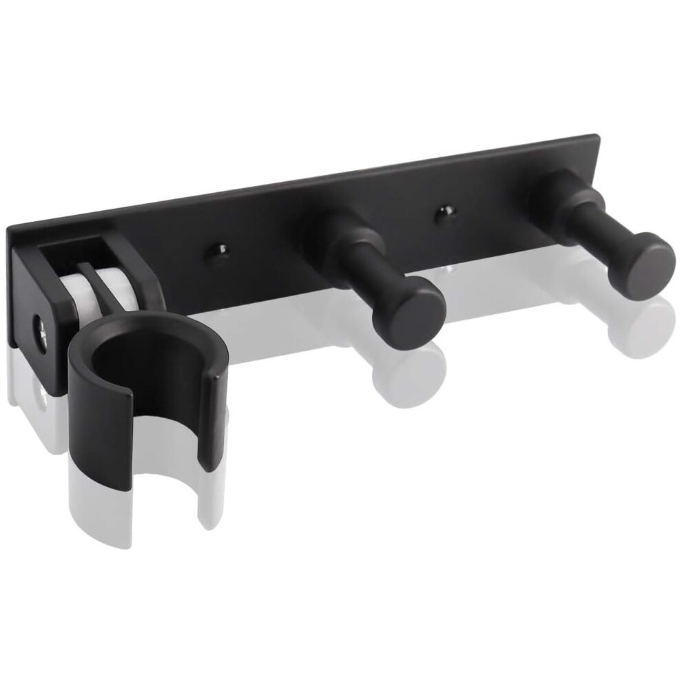 Matte Black Shower Wand Bracket, Aluminum Alloy With Premium Workmanship, Strong Adhesion & No Drill Installation For Bathrooms (Adjustable Swivel 9173940360761