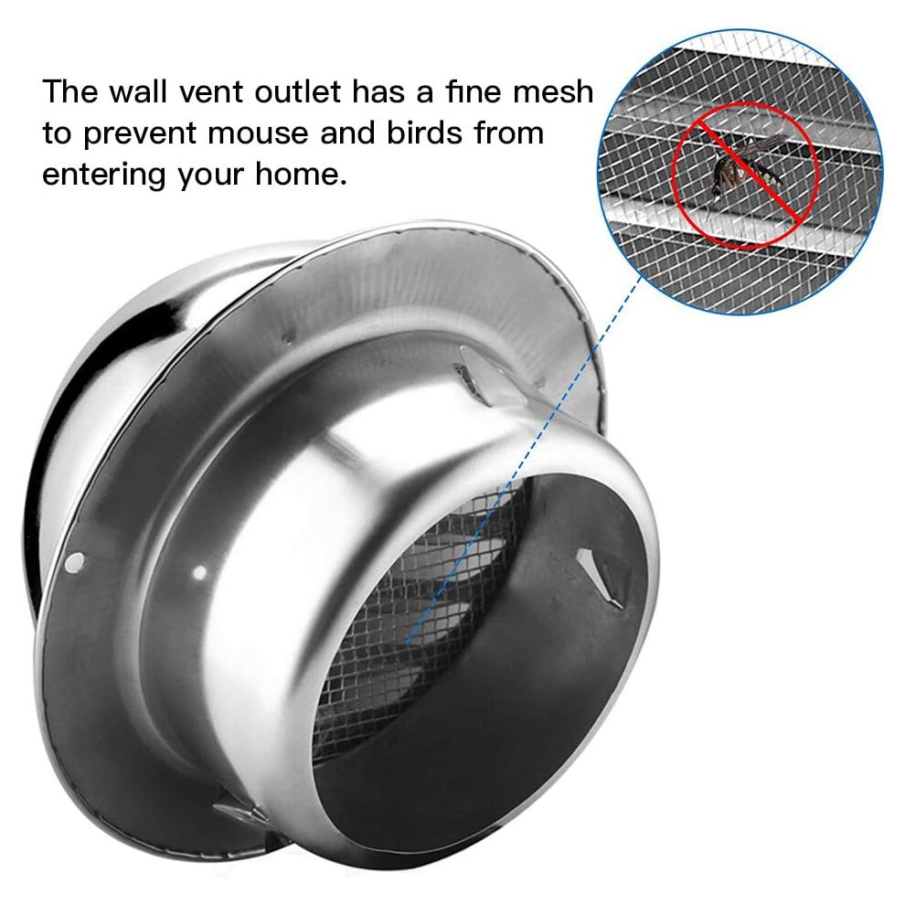 Round Bull Nosed External Extractor, Stainless Steel Vent Cover, Anti-Rust Rainproof Design For Wide Application Range And Durable Construction, Easy 9169997209115
