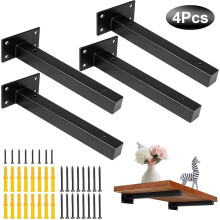 Industrial Steel Floating Shelf Supports, Rustic Industrial Style Easy Installation Shelf Brackets for Kitchens, Bathrooms, Dining Rooms
