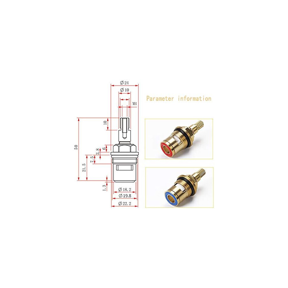 Faucet Valve Stem For Bathroom Kitchen Sink Tap, Brass Ceramic Disc Replacement Ensures Reliable Hot Cold Water Control 9169997209580