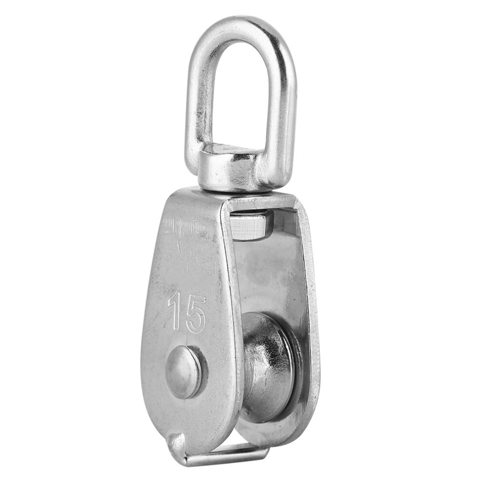 Stainless Steel Pulley For Heavy Duty Rope Hardware, 304 Stainless Steel Rigging Swivel Hook Single Pulley Block With 360 Degree Rotation, Anti Rust A 9463374409779