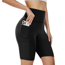 Damen-Radhose, schwarze Leggings, Sport-Fitness-Shorts mit Taschen, geeignet für tägliches Radfahren, Fitness, Joggen und andere Sportarten