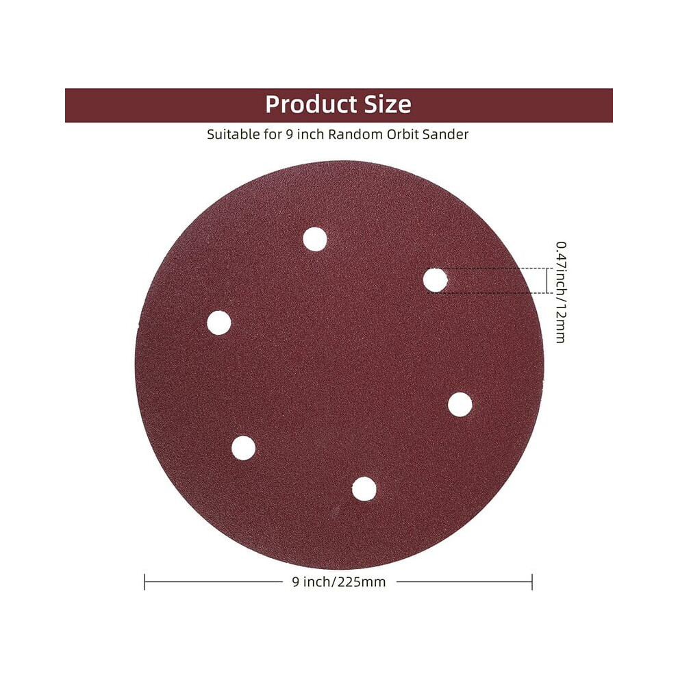 High-Speed Sanding Discs, Aluminum Oxide Hook And Loop Sandpaper, Premium Resin Bonded Sanding Pads For Orbital Sander, Anti-Clogging Performance, 9169997210364