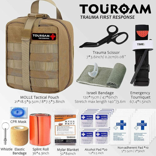 Εύκαμπτη θήκη Molle με λαβή Velcro, αιμοστατική γάζα QuikClot για πρώτες βοήθειες στην 1