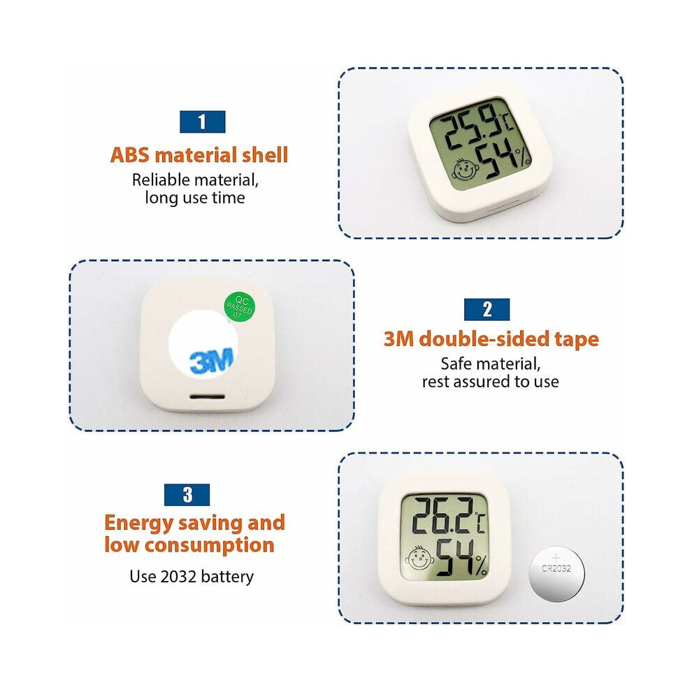 Digital Hygrometer, Indoor Thermometer with High Accuracy, Easy To Read LCD Temperature Display for Home Office Bedroom