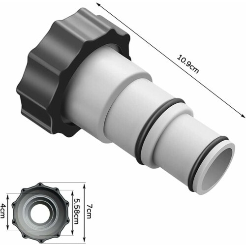 Adaptador de mangueira de plástico de alta qualidade para piscinas acima do solo, converte mangueiras de 1,5 e 1,25 polegadas, adaptador de 1