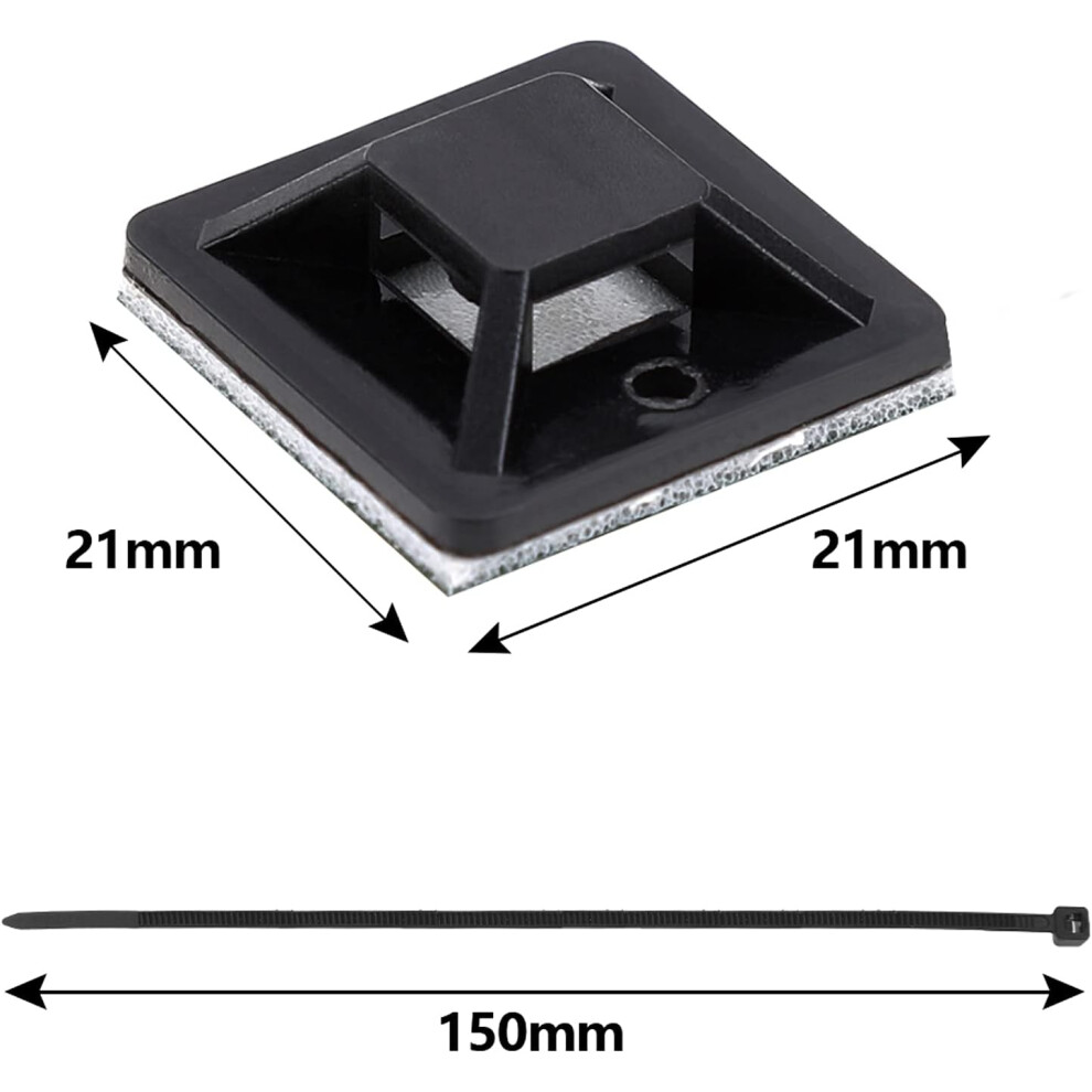 Cable Management Solution, Durable Nylon Self Adhesive Wire Tidy Clips For Secure Cable Fixation, Heavy Duty Cable Ties 150Mm X 2.5Mm Accommodate 9169997210173