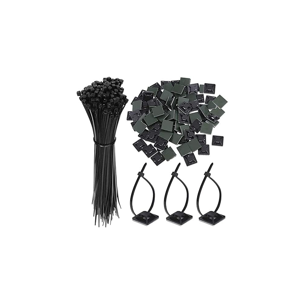 Wall Install Cable Ties, Strong Insulation Self Adhesive Clips For Efficient Cable Management, Durable Nylon 150Mm X 2.5Mm Ties Accommodate Wires 9358999392776
