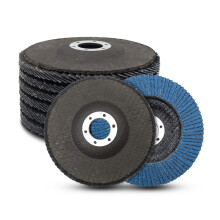 Disco abrasivo de láminas de zirconia para amoladora angular, muela abrasiva radial de alta densidad para rectificado de metales, borde curvo de 125