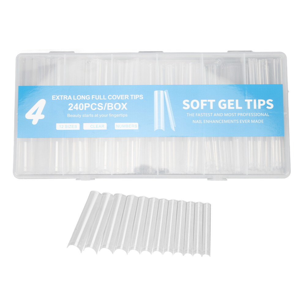 Breathable and Lightweight 240pcs Transparent Coffin Nail Tips Kit