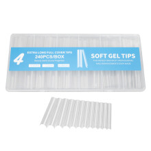 Half Cover Clear Nail Tips, Flexible And Sturdy Coffin Design Ultra Long False Nails, 240Pcs Transparent Artificial Nail Art Tips For Professional