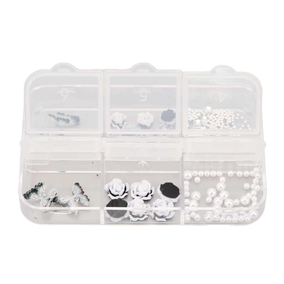 Sparkling Shiny Nail Rhinestones, Wear Resistant: Attractive Nail Beads for Dazzling DIY Nail Art Creations, Black & White Color Scheme