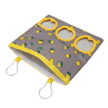 Pet Hanging Hay Feeder Bag with 3 Holes, Lemon Pattern, Waterproof Cloth