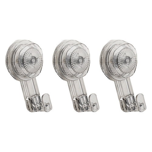 3Pcs Reusable Suction Cup Hook Waterproof-Transparent color