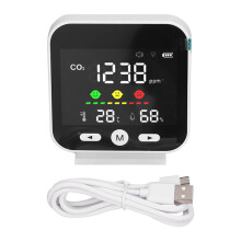 LCD Screen Enabled Air Quality Monitor With Hollow Back Design, Offering 5 In 1 Detection Of CO2 TVOC HCHO Humidity & Temperature And Real Time Alerts