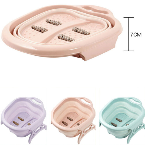 Plastic Foldable Bucket Folding Foot Wash Tub Handle Foot-Blue 1