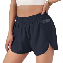 Pantaloncini da corsa da donna a vita alta con fodera, tessuto ad asciugatura rapida, pantaloncini sportivi leggeri per allenamento in palestra,