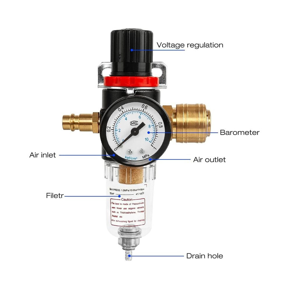 High-Efficiency Compressed Air Filter, Poly Bowl Adjustable Pressure Regulator Ensures Clean Air For Tools And Appliances 9169997211248