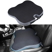 Coussin de siège auto en tissu mesh respirant, soutien lombaire et anti-sciatique, coussin en mousse haute densité, base antidérapante, sangle