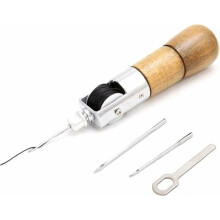 Komplettes Leder-Nähahlen-Reparaturset, inklusive gehärteter Stahlnadeln, Polyestergarn und ergonomischem Holzgriff – Ihr idealer Helfer für