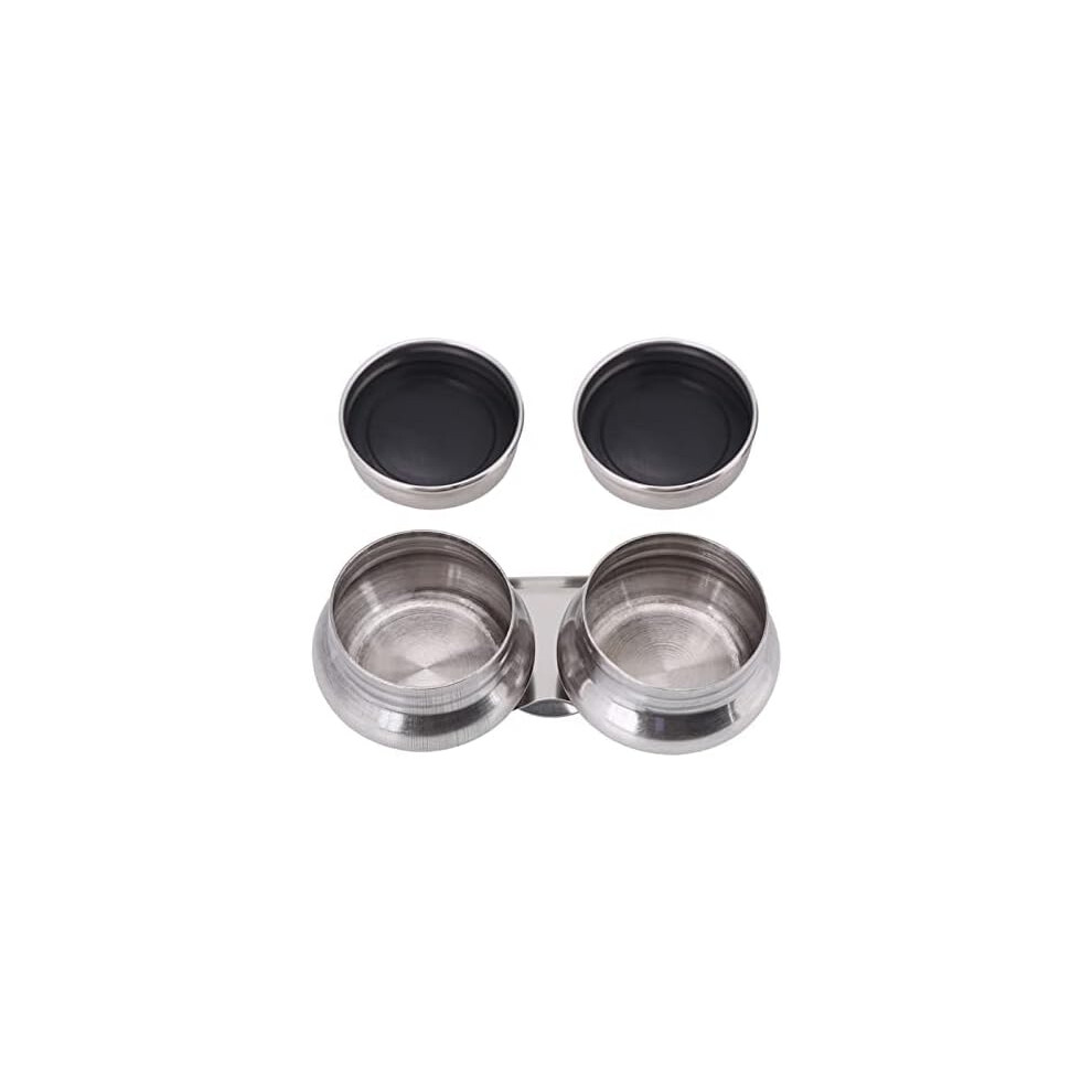 Screw Cap Double Dipper Palette Cup, Stainless Steel Leakproof Paint Mixing Container With Bottom Clip, Portable Durable Cup For Acrylic Gouache 9173940363793