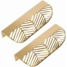 Poignée de tiroir luxueuse en forme de feuille, bouton de porte en laiton avec design ergonomique incurvé, poignées de meuble en laiton massif