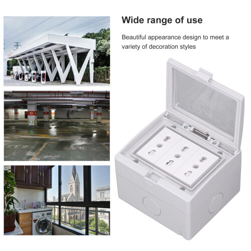 Waterproof IP55 Wall Socket 3 Port Dustproof Flame Retardant Housing 1