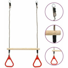 Wooden Trapeze Swing Bar, Ninja Warrior Obstacle Course Playground Attachments for Indoor Outdoor Use, Backyard Family Fun (Multicolor)
