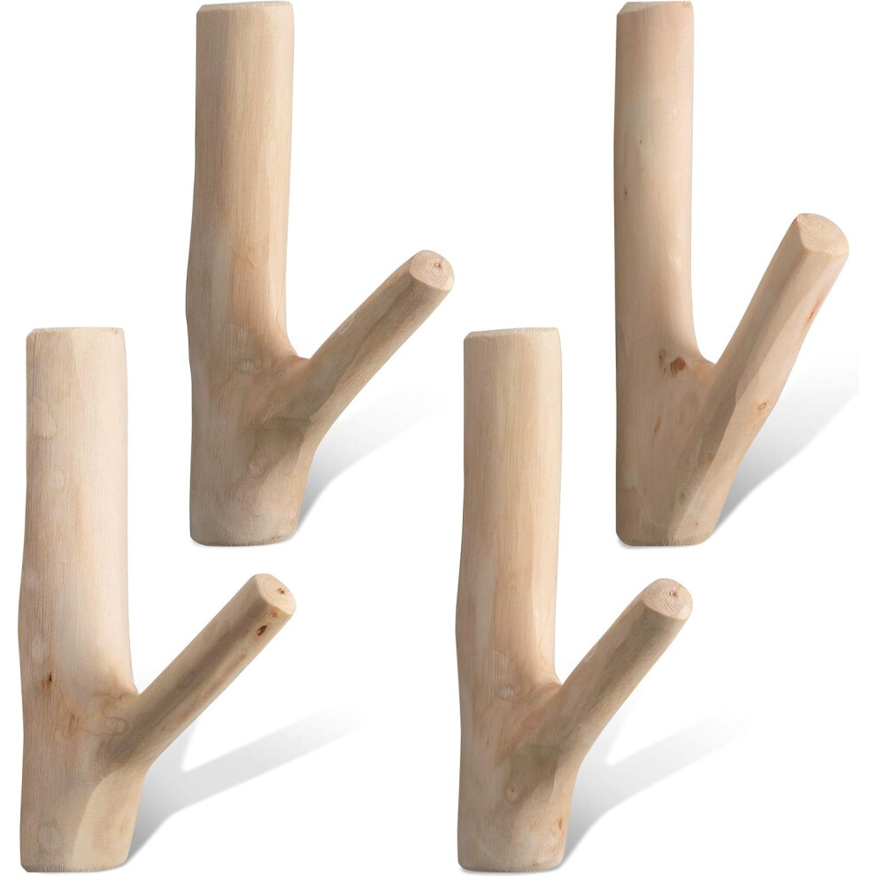 Unique Hooks Design, Smooth Surface Wood Material, Natural Tree Branch For Space-Saving Tool 9340959638505