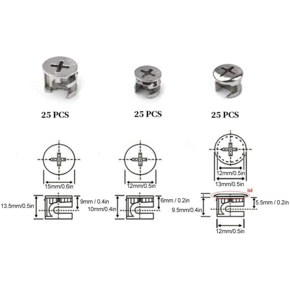 Multipurpose Furniture Fasteners, Fine Thread Grip Cam Lock Connectors, Pre-Inserted Nut Dowel For Stable Assembly Of Desks, Tables, Chairs 9169997211910