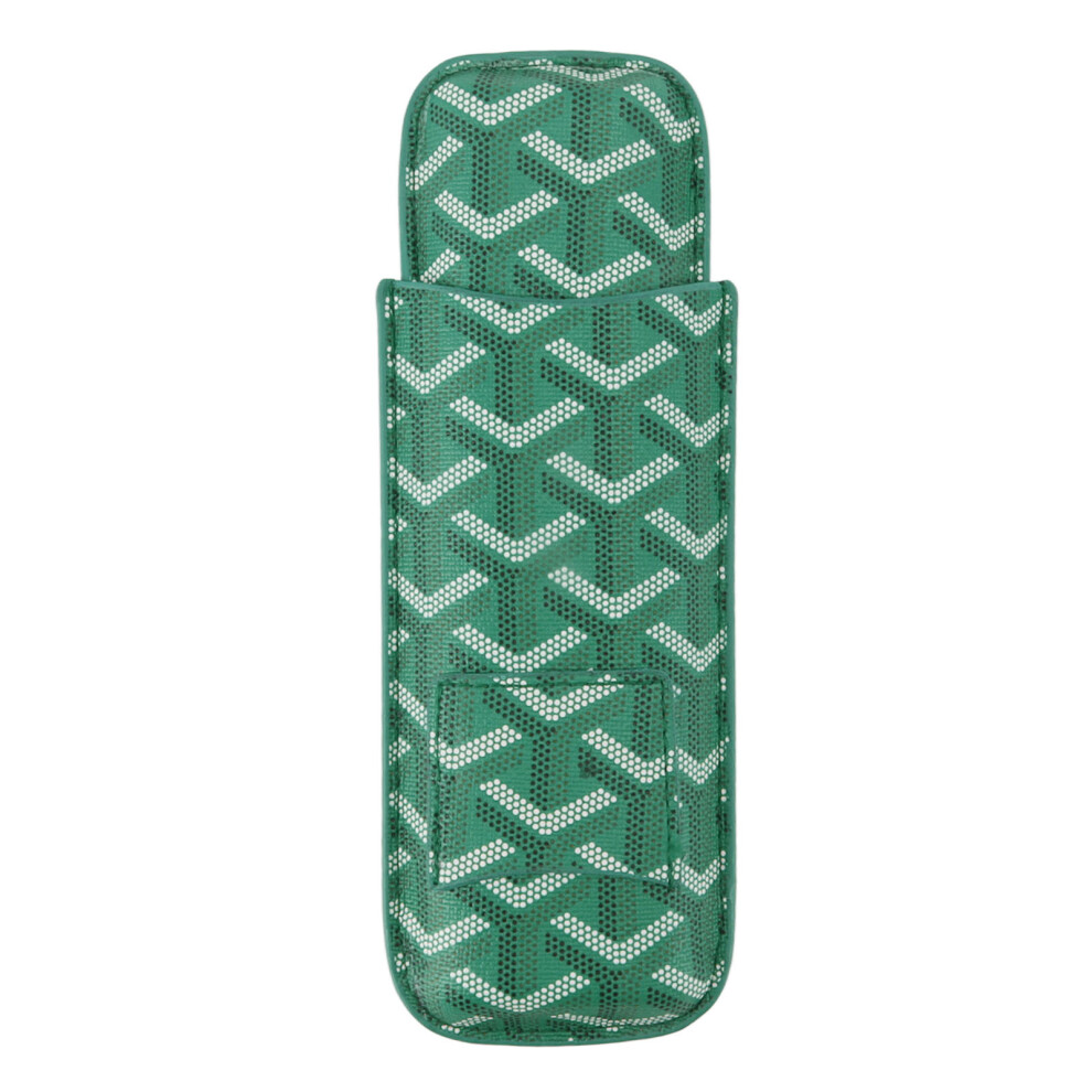 Green 2 Holder Leather Cigar Case With Cutter, 6.5X18cm, Portable