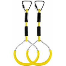 Fitness Gymnastic Rings, High-Strength Polyester Jungle Gym Set for Ninja Warrior Obstacle Course, Heavy Duty Anywhere Use Climbing Ring, 2Pcs Yellow