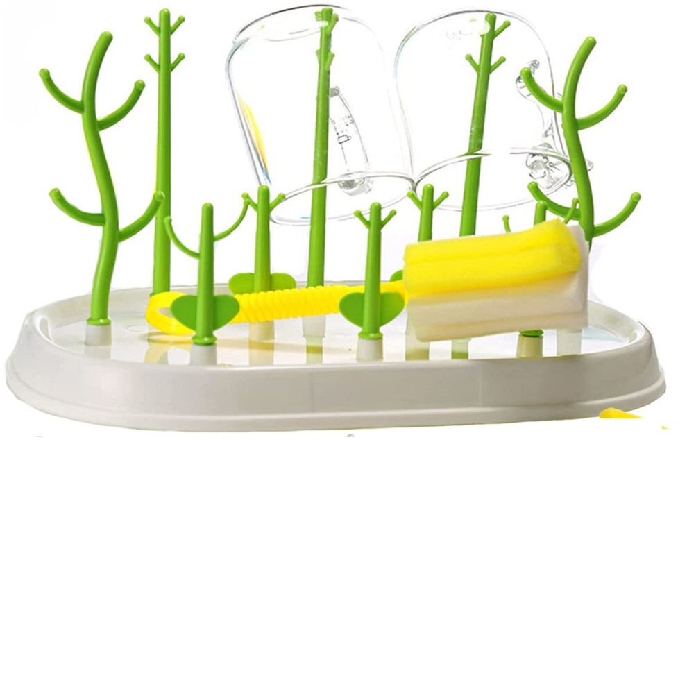Creative Baby Bottle Drying Rack, Large Capacity Food Safe Baby Bottle Dryer Holder for Bottles, Teats, Cups, Pump Parts (Space Saving, 2 Count)