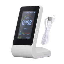 Multi Functional CO2 Detector Air Quality Monitor LCD Display With Real Time Data Temperature Humidity Monitoring Portable Design For Indoor Use
