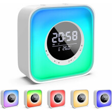Altoparlante multifunzionale con luce notturna, illuminazione con simulazione di scene e luce di risveglio, lettore musicale stereo portatile