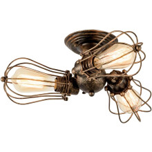 Vintage plafondlamp, industriële metalen kooilamp met verstelbare armatuurhoek, geschikt voor diverse ruimtes en interieurstijlen (bronskleurig).