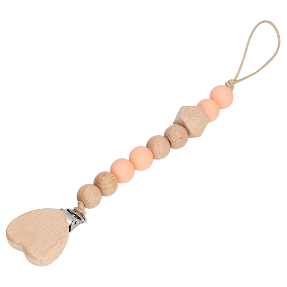 Easy Clean Beech Wood & Silicone Teething Pacifier Clip Red