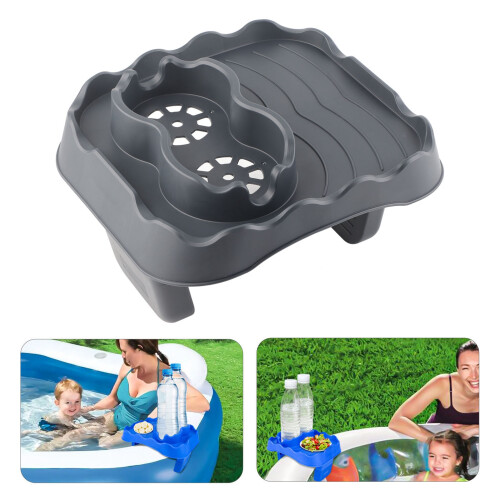 Spa Side Table with Clip Design - Grey Holds Drinks & Snacks Safely 2