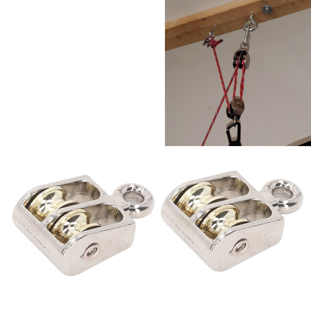 4 Pcs Zinc Alloy Double Pulley Block 100Kg 220Lbs Crane Lifting Rollers 7661370681287