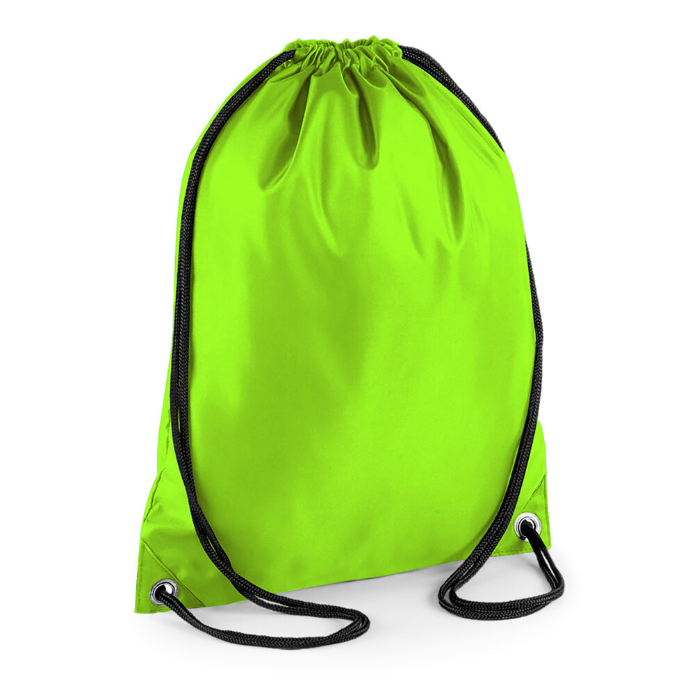 Bagbase (One Size, Lime) Budget Water Resistant Sports Gymsac Drawstring Bag (11 Litres)