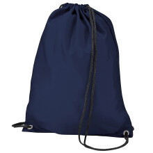(One Size, Navy Blue) BagBase Budget Water Resistant Sports Gymsac Drawstring Bag (11 Litres) (Pack of 2)
