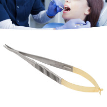 Castroviejo Needle Holder 5.5" Stainless Steel Curved Surgical Forceps Gold