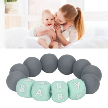 Buntes Baby-Silikon-Perlen-Armband Beißspielzeug für Säuglinge & Kleinkinder Dunkelgrau