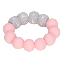 Buntes Baby-Silikon-Perlenarmband, Beißspielzeug für Säuglinge & Kleinkinder Pink