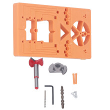 Woodworking Boring Position Locator Tool for Cabinet Hinges, Concealed Hinge Jig Drill Guide with 35mm Cup Hole Template and Complete Hardware Set