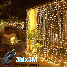 Cortina de luzes LED com LEDs brancos quentes, iluminação decorativa para uso interno e externo, transforme seu espaço em um mundo mágico com